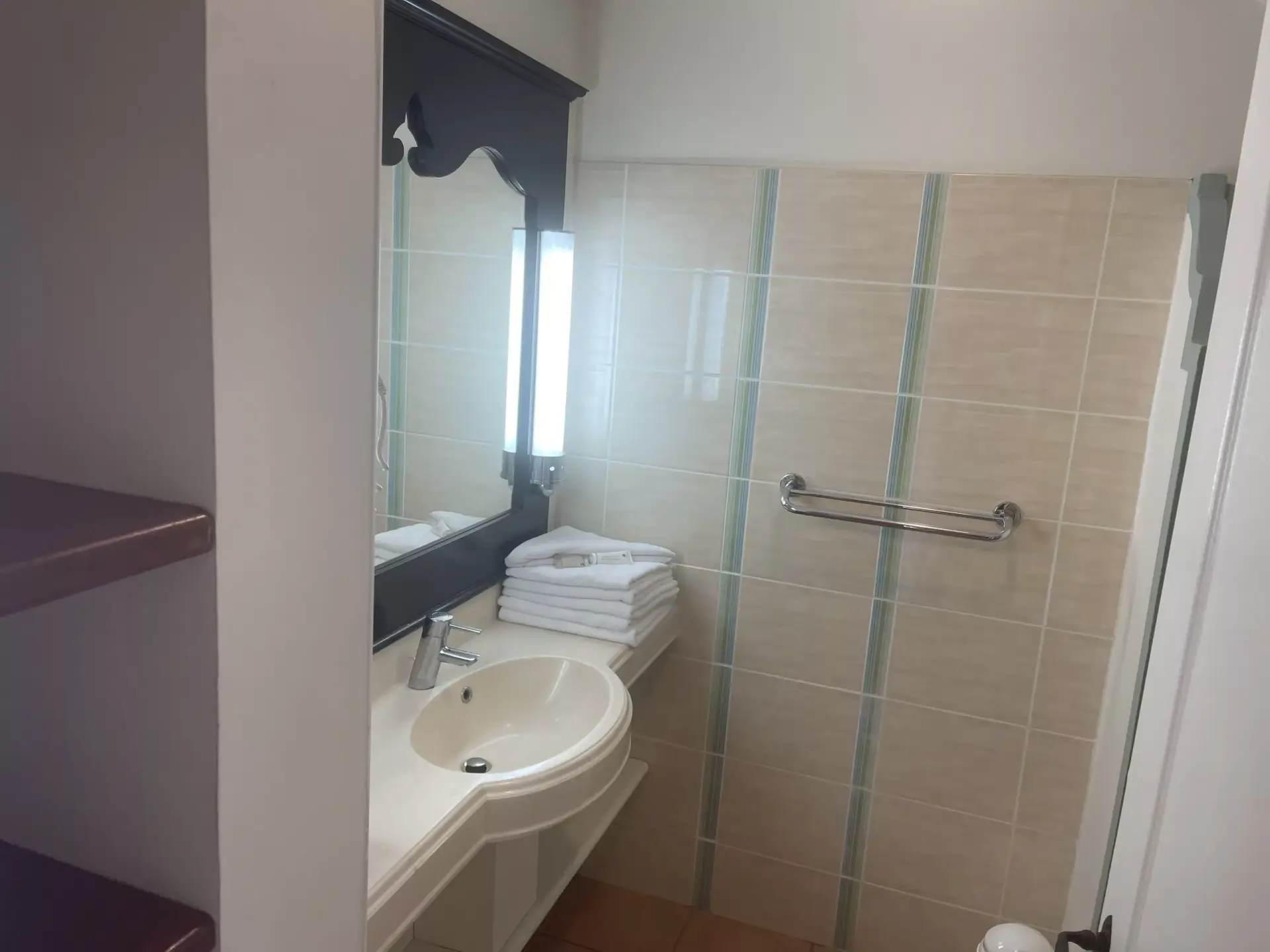 Salle de bain avec douche d'un studio Barbadine